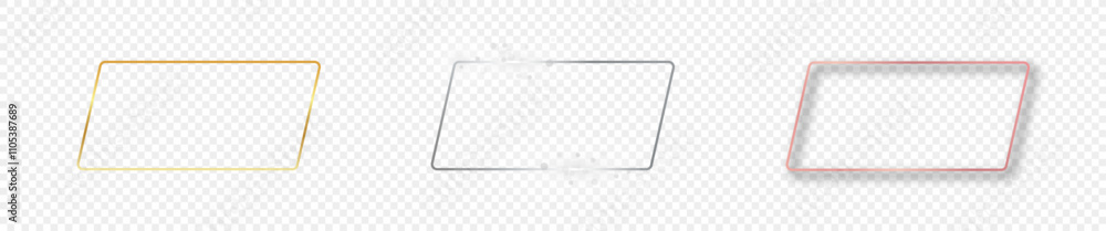 Poster set of three rounded parallelogram frames