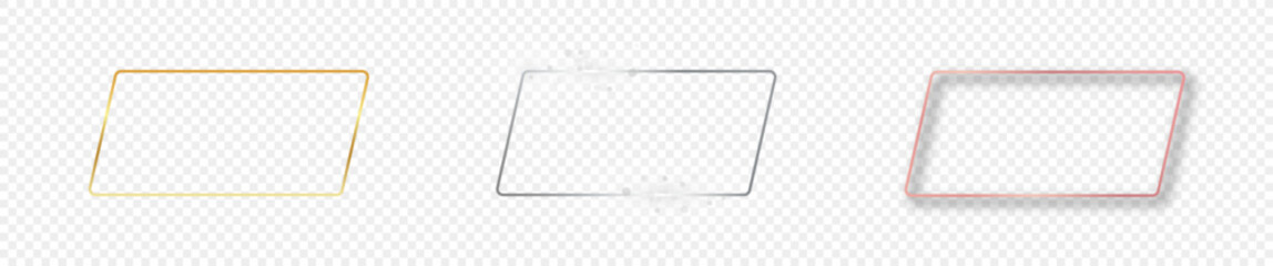 Set of three rounded parallelogram frames