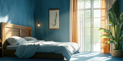 Bright Bedroom with Large Windows