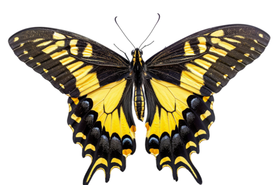 Detailed Giant Swallowtail Butterfly in Natural Pose Isolated on Transparent Background