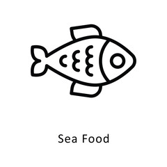Sea Food   Vector Outline Icon. Eps10 File