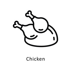 Chicken   Vector Outline Icon. Eps10 File