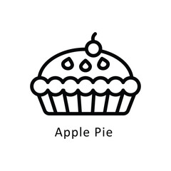 Apple Pie  Vector Outline Icon. Eps 10 File