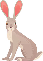 Jackrabbit character. Wild hare gray fur animal
