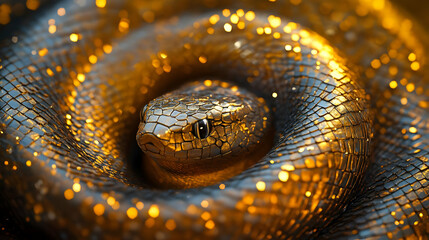 Fototapeta premium Golden Snake 3D Illustration