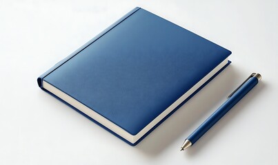 Notebook mockup in marine blue on white background, Generative Ai
