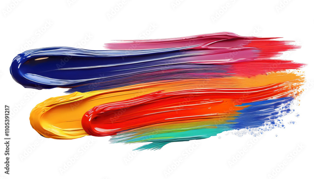 Poster vibrant and dynamic composition created with colorful brushstrokes, perfect for infusing artistic fl