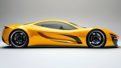 Sleek yellow sports car, side profile view against a neutral background.  The vehicle's design is modern and futuristic.