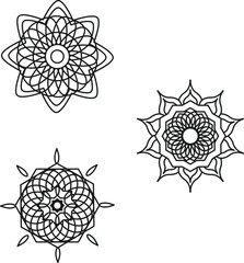 Simple Mandala Flower Designs in Mehndi Style, Ornamental Floral Vectors for Coloring Pages, Luxury Mandala Patterns. Abstract Oriental Henna Tattoo Style Vectors for Design Projects.