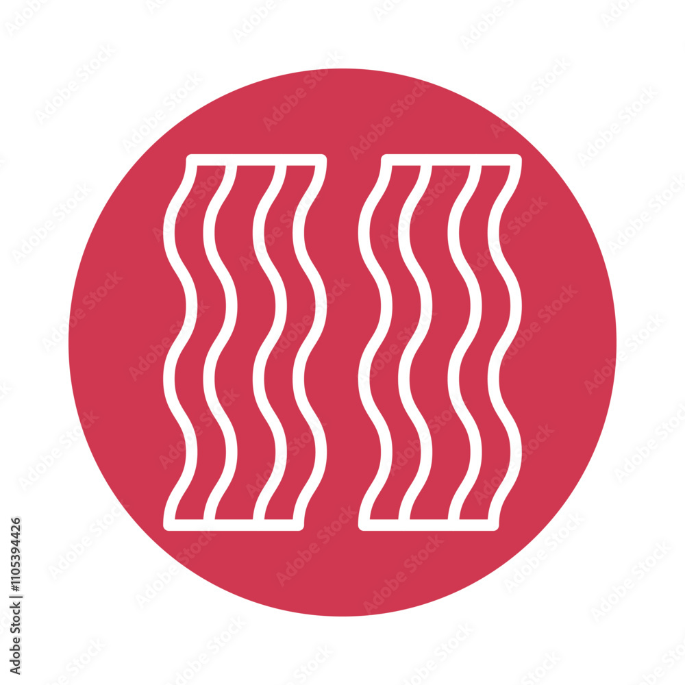 Poster bacon vector circle outline icon. eps 10 file