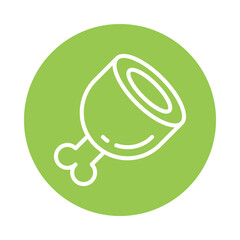 Ham Vector Circle Outline Icon. Eps 10 File
