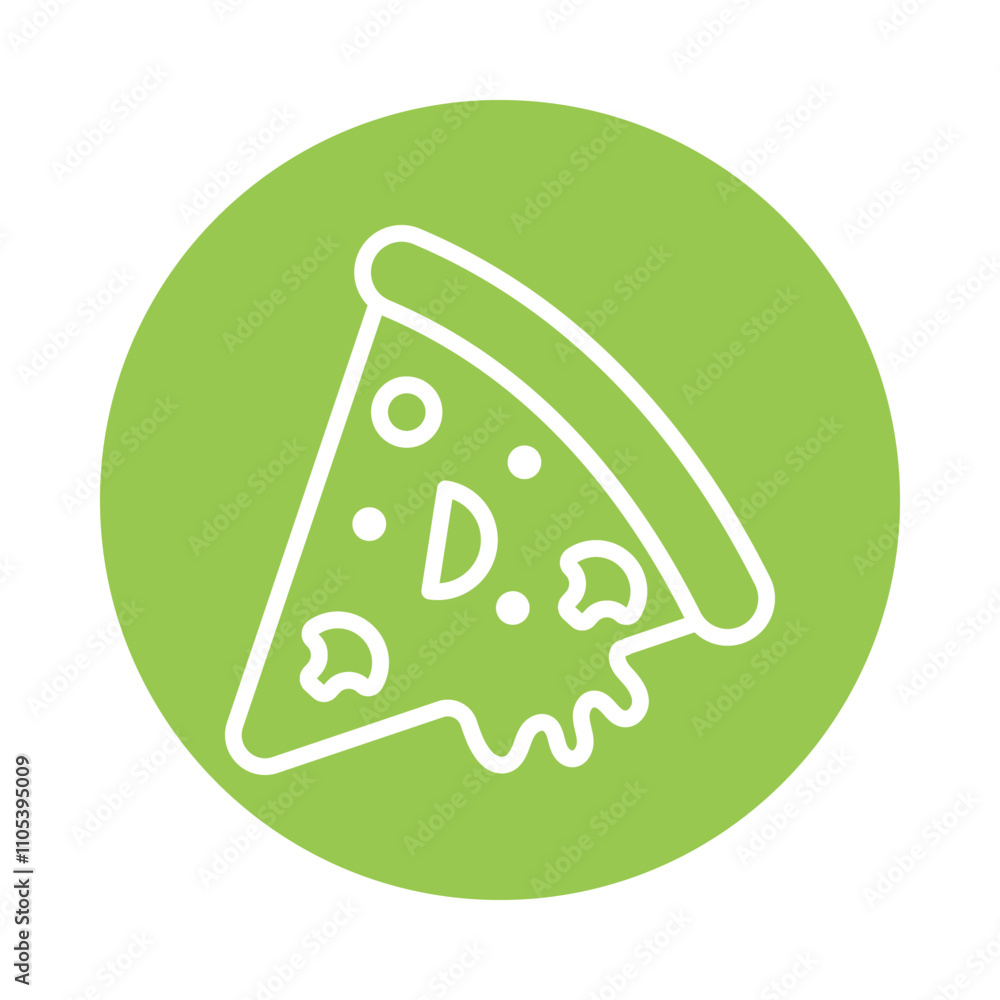 Poster pizza slice vector circle outline icon. eps 10 file