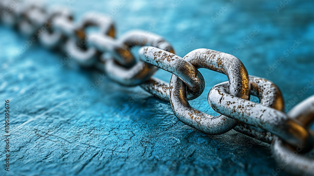 Poster ai generated close-up of rusty chain links industrial setting macro photography textured background 