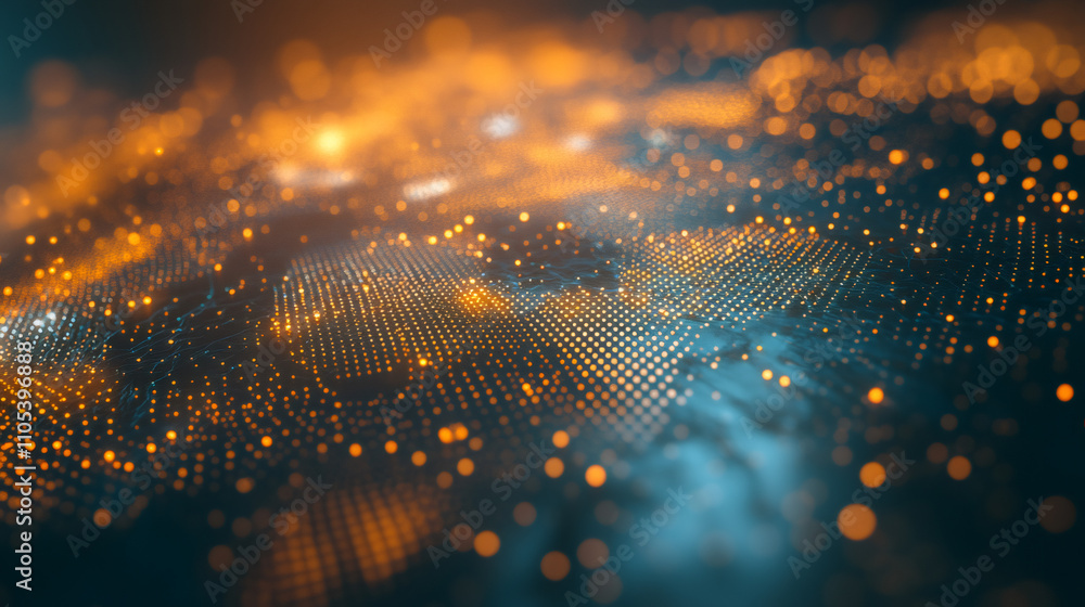 Aufkleber Glowing abstract particles symbolizing a futuristic network, big data, or blockchain technology