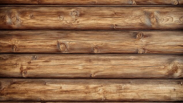 Close-up wooden wall made up horizontal planks wood log siding or clapboard
