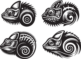 Minimalist Chameleon Vector Art