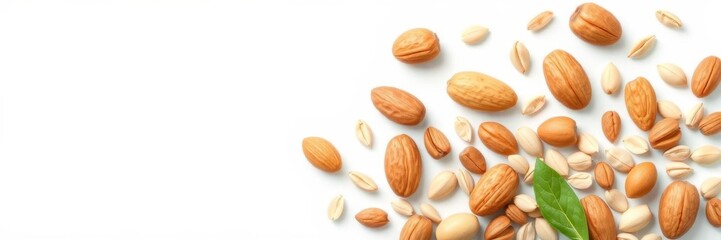 Obraz premium Colorful flat design illustration of vitamin e nuts and seeds including almonds, sunflower seeds, and hazelnuts, sunflower seeds, illustration