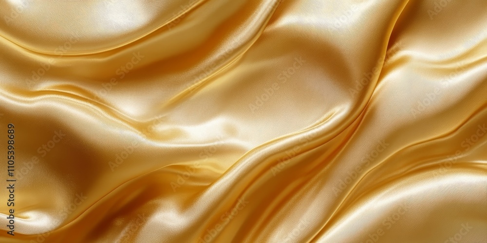 Poster luxurious gold fabric showcases a stunning silk texture, creating an elegant golden abstract backgro