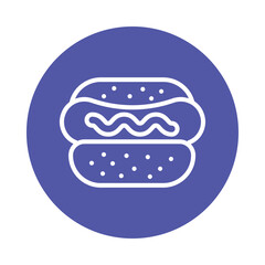 Hot Dog Vector Circle Outline Icon. Eps 10 file