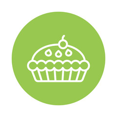 Apple Pie  Vector Circle Outline Icon. Eps 10 File