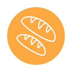 Bread  Vector Circle Outline Icon. Eps 10 File