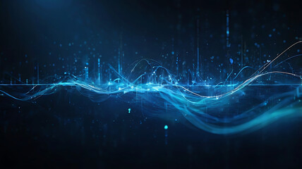 Abstract blue background, technology background, neon light artwork, glowing lines design.