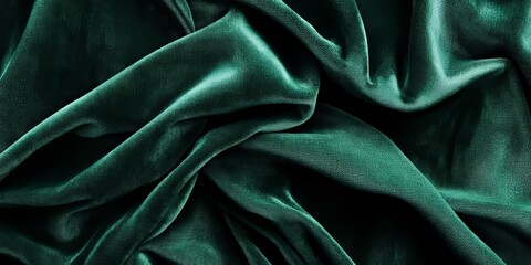 Soft and smooth green velvet fabric texture serves as an elegant background. This green fabric background provides ample space for text, showcasing the rich texture of the green velvet material.