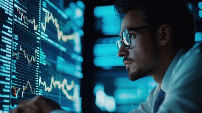 Economist Analyzing Financial Data on Digital Interface