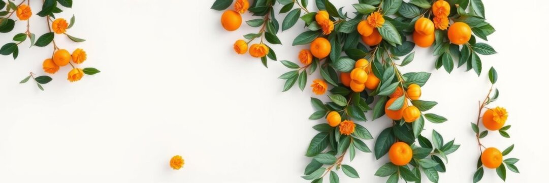 Elegant design with orange foliage border, minimalist style, contemporary look, foliage, contemporary