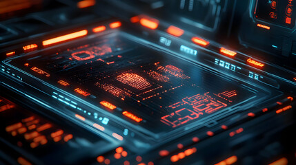 Obraz premium Cybernetic 3D Illustration: Futuristic Tech Interface