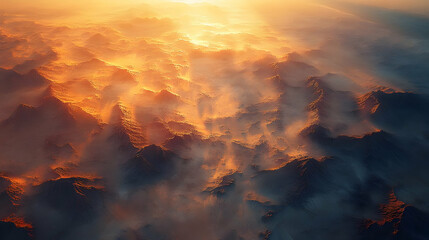 Fototapeta premium Golden Hour Mountain Range Illustration