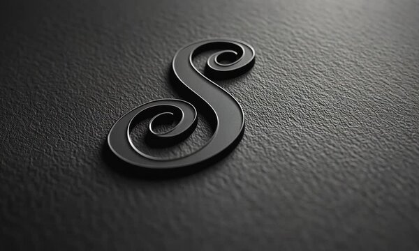 Ornate Black Letter S on Dark Background.