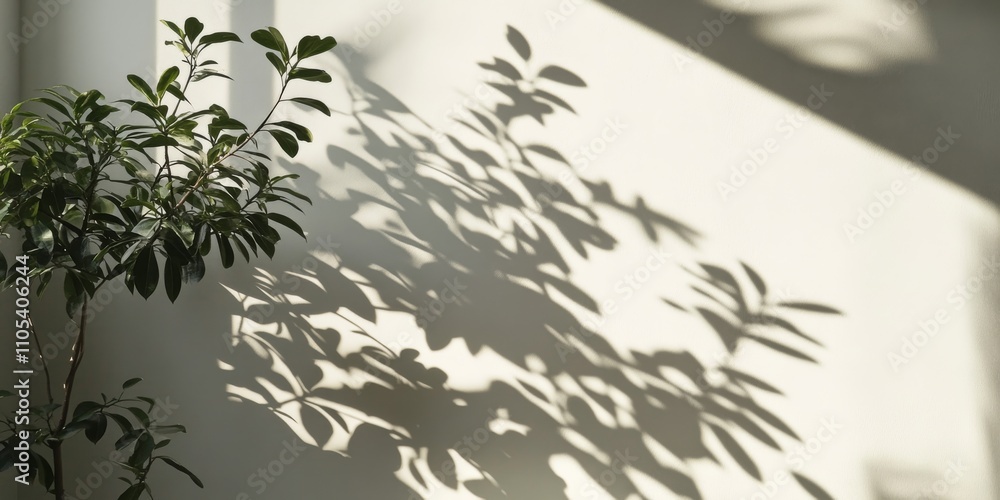 Leinwandbilder shadows of plants cast on a white wall create a captivating visual effect, showcasing the intricate 
