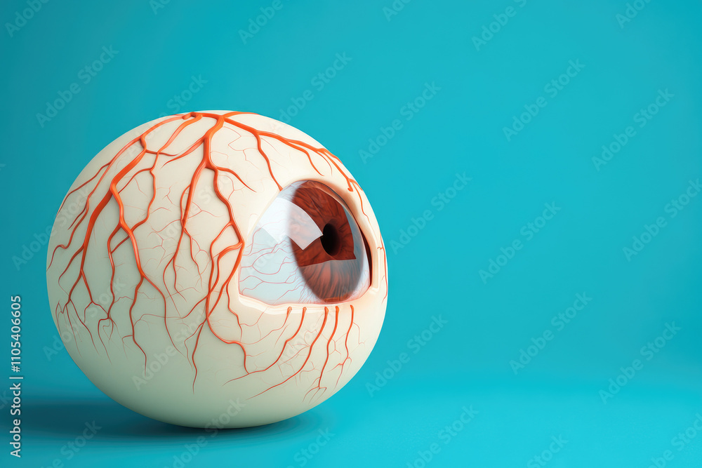 Poster creative artistic representation of an eye model studio setting digital art isolated background conc