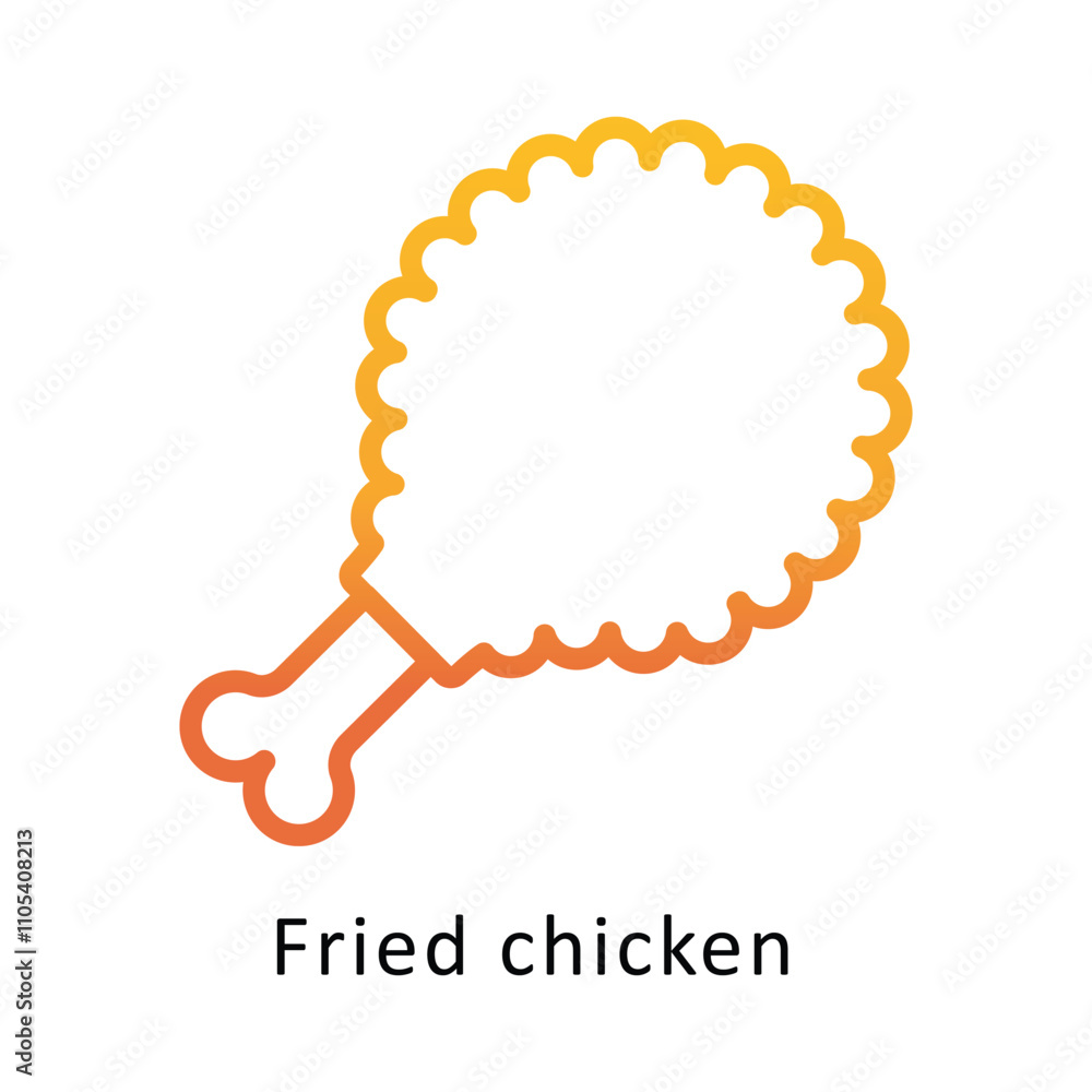 Poster fried chicken vector outline gradient icon.eps 10 file