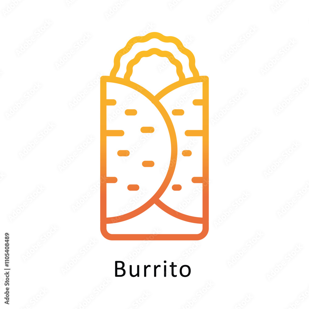 Poster burrito vector outline gradient icon.eps 10 file