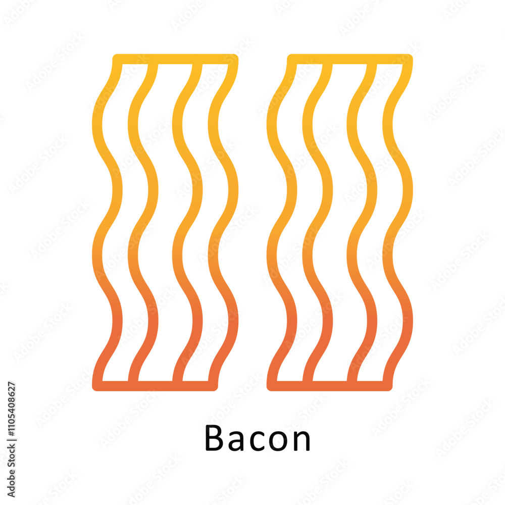 Poster bacon vector outline gradient icon.eps 10 file