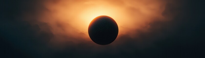 Naklejka premium Glowing Orb in Dark Nebula Cosmic Mystery Space Art