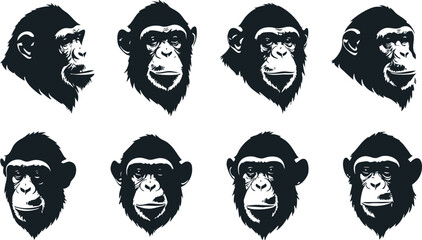 Chimpanzee Head Vector Silhouette Design