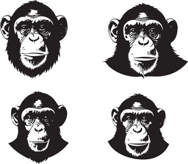 Chimpanzee Head Silhouette Illustration