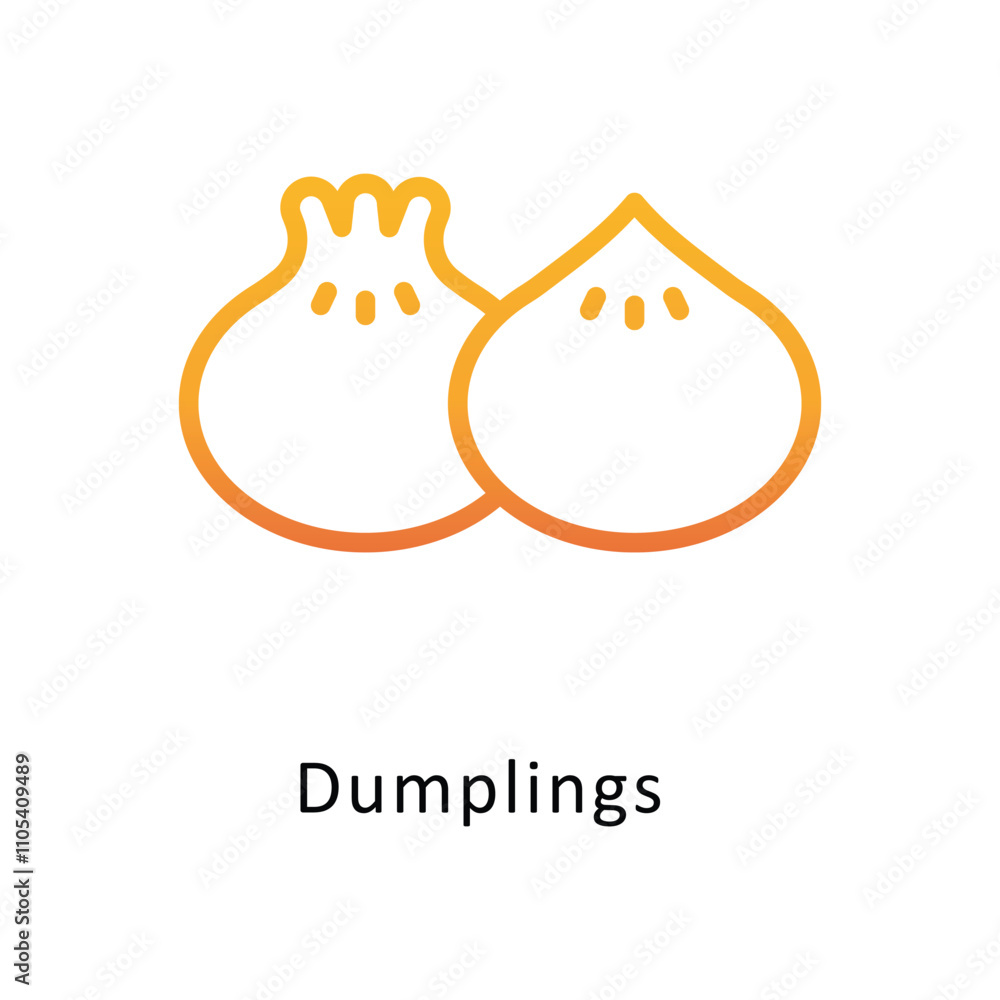 Poster dumplings vector outline gradient icon.eps 10 file