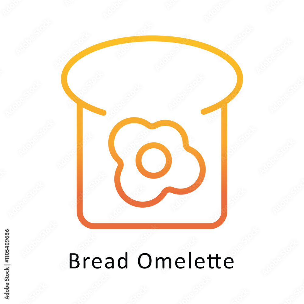 Poster bread omelette vector outline gradient icon.eps 10 file