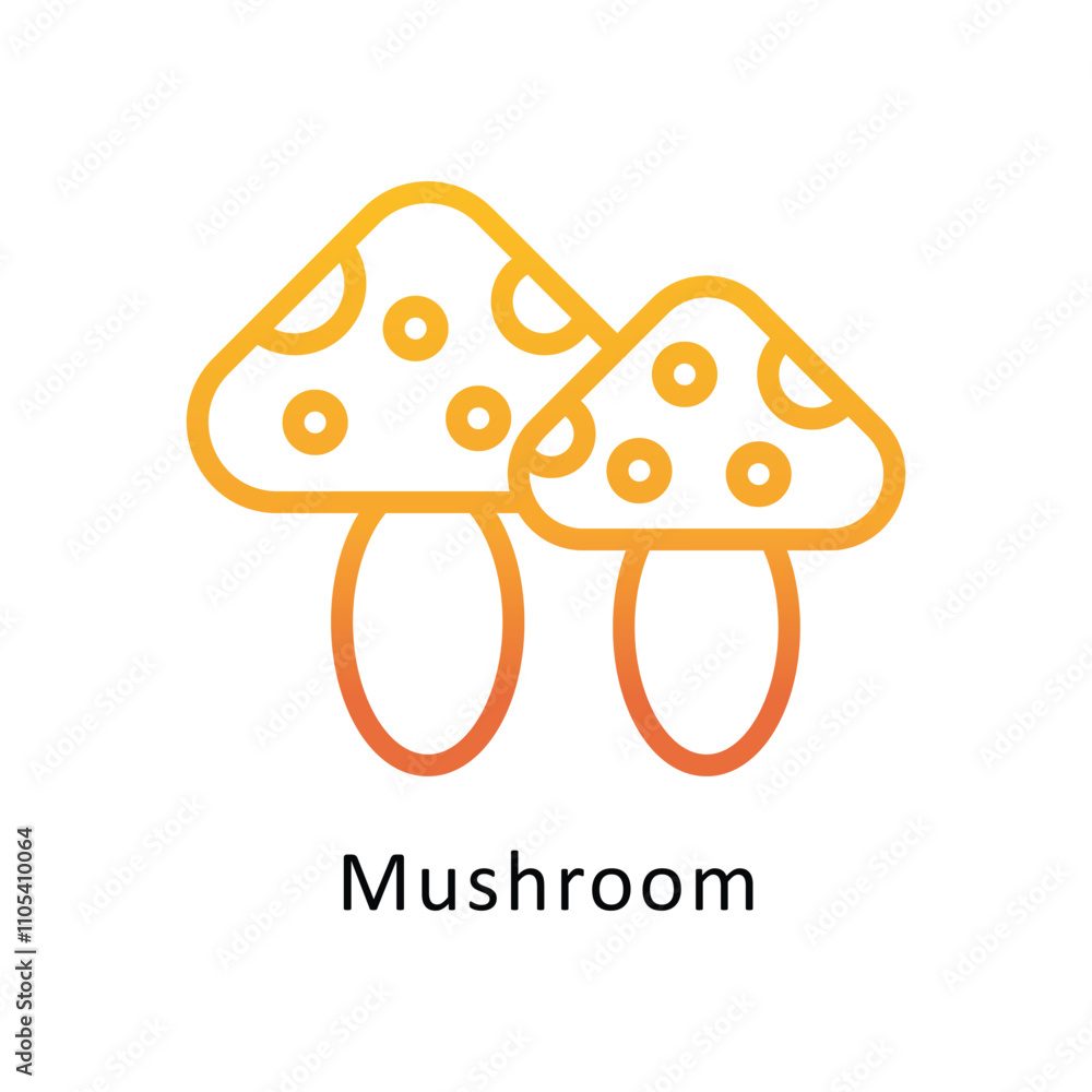 Poster mushroom vector outline gradient icon.eps 10 file