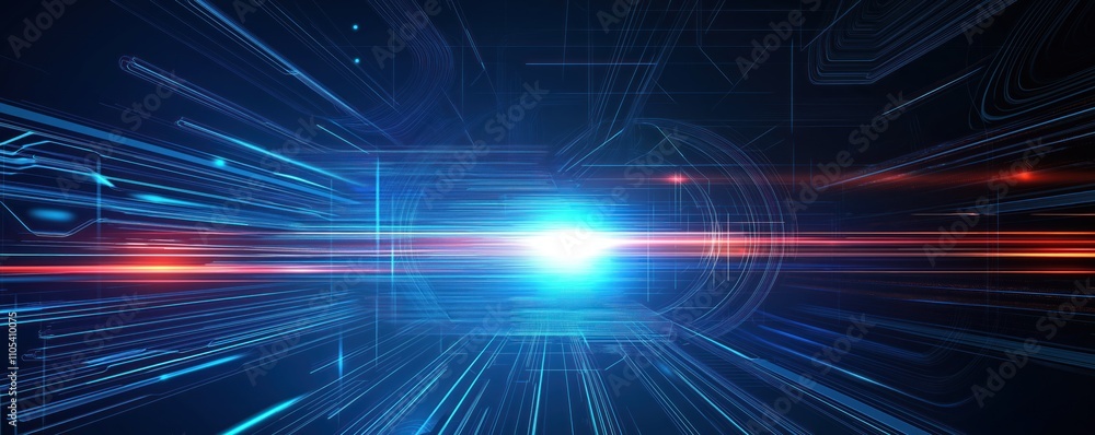 Aufkleber futuristic tech background with dynamic light effects. abstract lines, glowing energy create sense o