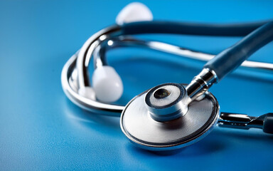 stethoscope on blue background