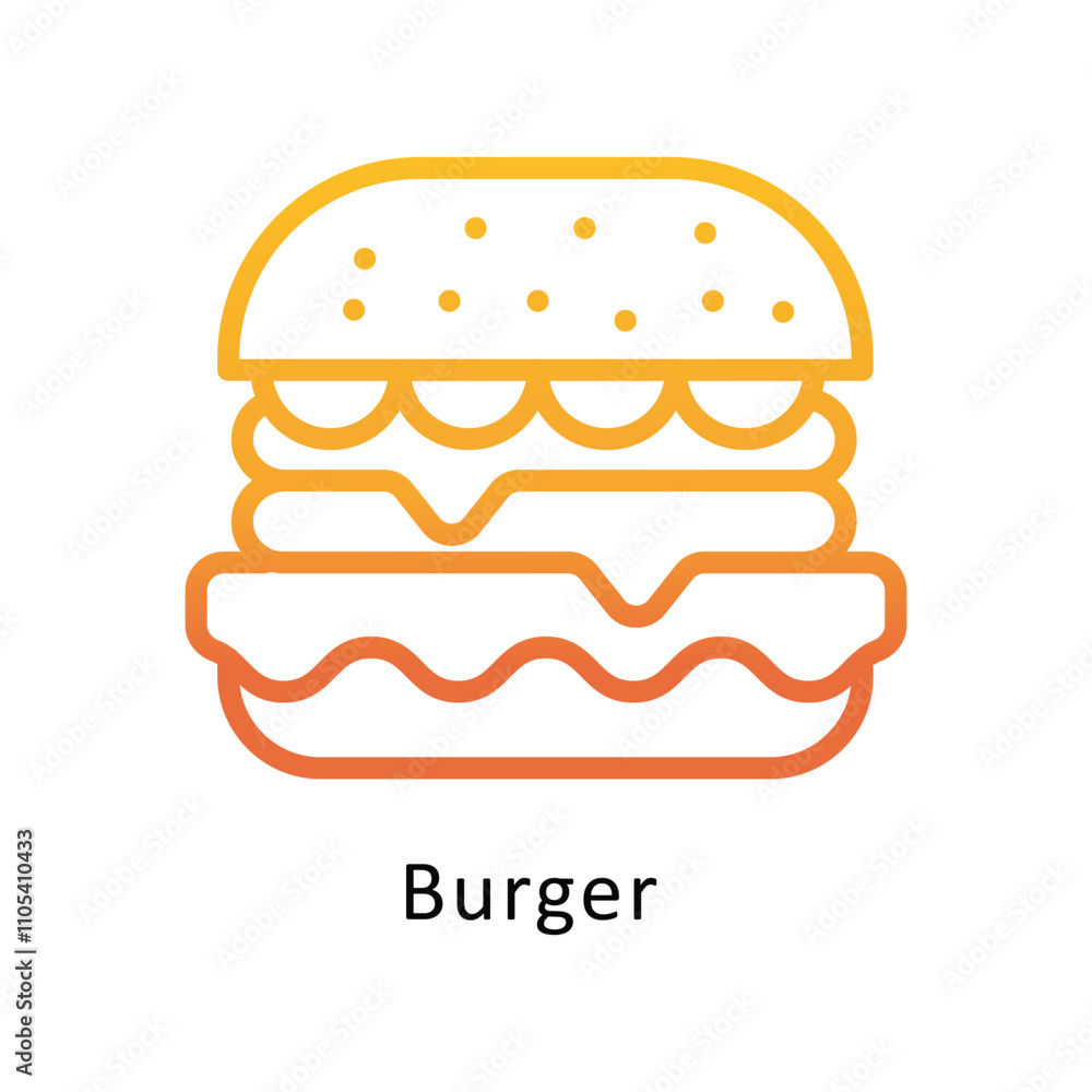 Poster burger vector outline gradient icon.eps 10 file