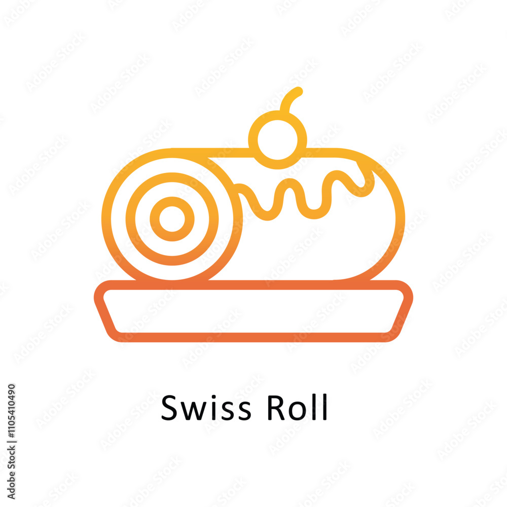 Poster swiss roll vector outline gradient icon.eps 10 file