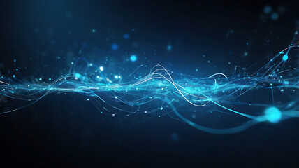 Abstract blue background, technology background, neon light artwork, glowing lines design.