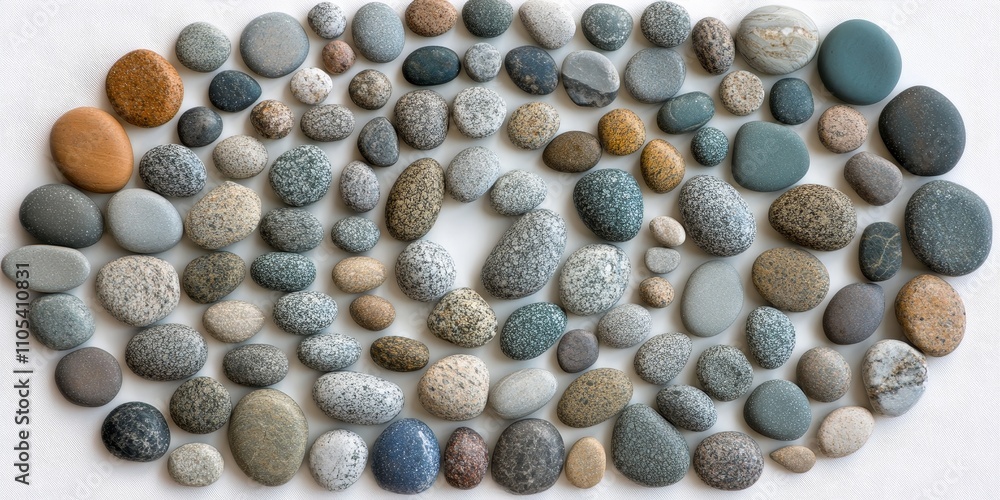 Poster sea stones arranged in a circular pattern create a unique and natural design. this artistic display 
