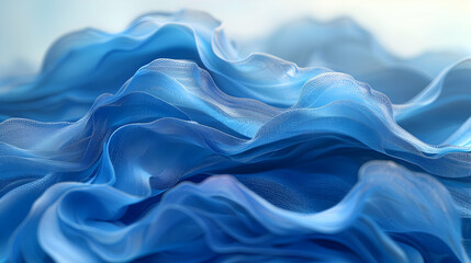 Fototapeta premium Abstract Blue Fabric Waves Illustration